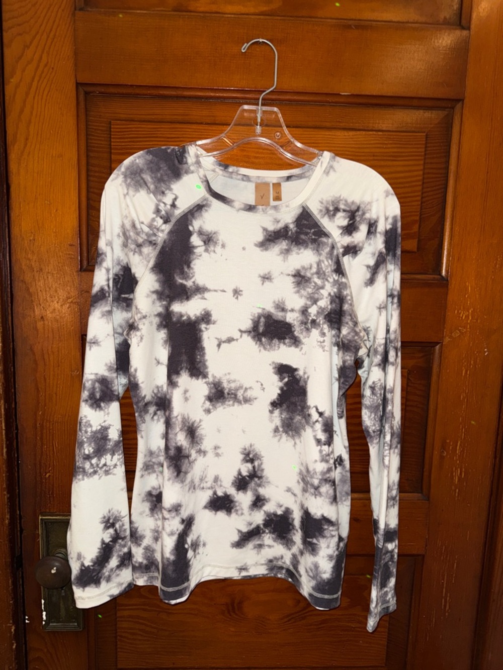 Tie-Dye Long Sleeve Women's Top - Black & White